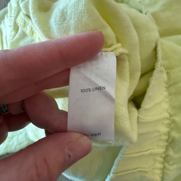 Pure Jill J. Jill Garment Dyed Linen Cropped Pants Yellow Small Elastic Waist - Picture 10 of 10